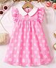 tior Woven Flutter Sleeves Floral Printed Pleated Peter Pan Collar Dress - Pink