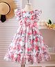 tior Georgette Woven Sleeveless Floral Printed Bow Applique Detailed Dress - Pink