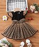 tior Net Woven Cap Sleeves Polka Dots Printed Dress - Brown