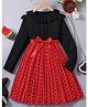 tior Woven Full Sleeves Polka Dots Printed Pleated Dress -  Red