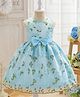tior Net Woven Sleeveless Floral Embroidered Bow Applique Detailed Dress - Sky Blue
