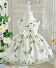 tior Net Woven Sleeveless Floral Embroidered Bow Applique Detailed Dress - White