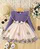 tior Woven Full Sleeves Floral Embroidered Bow Applique Detailed Dress - Lavender
