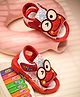 KATS Smiley Face Applique Detailed Musical Velcro Closure Sandals - Red
