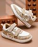 KATS Typography Designed Velcro Closure Striped Shoes- Beige