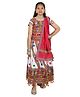 Banjara India Cotton Blend Woven Navratri Theme Half Sleeves Kutch Work Embroidered Lehenga Choli With Dupatta Costume Set - White