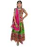 Banjara India Cotton Blend Woven Navratri Theme Half Sleeves Kutch Work Embroidered Lehenga Choli With Dupatta Costume Set - Green