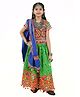 Banjara India Cotton Blend Woven Navratri Theme Half Sleeves Kutch Work Embroidered Lehenga Choli With Dupatta Costume Set - Green