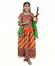 Banjara India Cotton Blend Woven Navratri Theme Half Sleeves Kutch Work Embroidered Lehenga Choli With Dupatta Costume Set - Orange