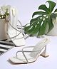 Shoetopia Stones Embellished Slip On Spool Heels Sandals - White