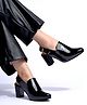 Shoetopia Solid Heeled Sandals - Black