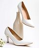 Shoetopia Embossed Diamond Pattern Classic Pumps - White
