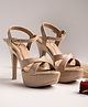 Shoetopia Strap Detailed Buckle Closure Heeled Sandals - Beige