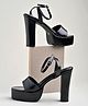Shoetopia Ankle Strap Closure Solid Platform Block Heel - Black