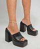 Shoetopia Solid Block Heeled Sandals - Black