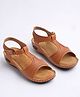 Shoetopia Abstract Designed Velcro Closure Sandals - Tan