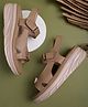 Shoetopia Velcro Strap Closure Solid Platform Sandals - Tan