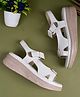 Shoetopia Velcro Strap Closure Solid Platform Sandals - White