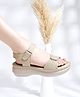 Shoetopia Textured Velcro Closure Sandals - Beige