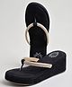 Shoetopia Platform Wedge Stone Embellished Strap Sandals -  Golden