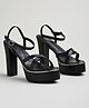 Shoetopia High Block Heel Ankle Strap Sandals - Black