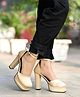Shoetopia Solid Platform Block Heels -  Golden