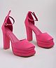 Shoetopia Solid Platform Block Heels - Pink