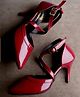 Shoetopia Metallic With Buckle Closure Stilettos Heel Sandals - Red