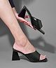 Shoetopia Solid Square Toe Geometric Block Heels - Black