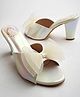 Shoetopia Bow Applique Detailed Slip On Heeled Sandals - White