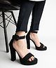 Shoetopia Solid Buckle Closure Heeled Sandals - Black