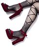 Shoetopia Geometric Designed Buckle Closure Heeled Sandals - Red