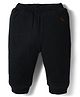 Yellow Apple Knit Full Length Solid Colour Fleece Pant - Black