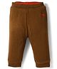 Yellow Apple Knit Full Length Solid Colour Fleece Pant - Brown