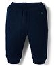 Yellow Apple Knit Full Length Solid Colour Fleece Pant - Navy Blue