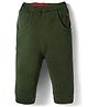 Yellow Apple Knit Full Length Solid Colour Fleece Pant - Olive Green
