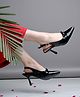 Shoetopia Bow Applique Detailed With Buckle Closure Block Heel Sandals - Black