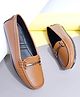 Shoetopia Metal Applique Detailed Loafers - Tan