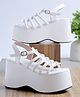 Shoetopia Solid Closure Buckle Gladiator Platforms - White