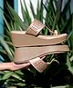 Shoetopia Stones Embellished Slip On Wedge Heel Sandals - Rose Gold