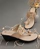 Shoetopia Floral Embroidered Heeled Sandals - Cream