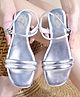 Shoetopia Solid Metallic Flat Sandals - Silver