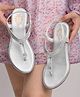 Shoetopia Stone Embellished Metallic Flat Sandals - Silver