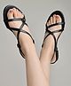 Shoetopia Strap Detailed Solid Buckle Closure Sandals - Black