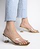 Shoetopia Transparent Strap Detailed Mule Heel Sandals - Brown