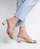 Shoetopia Transparent Strap Detailed Mule Heel Sandals - Pink