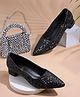 Shoetopia Checked Pumps Sandals - Black