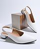 Shoetopia Gloss Finish With Buckle Closure Block Heel Sandals - White