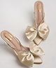 Shoetopia Bow Applique Detailed Heeled Sandals - Golden