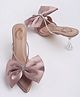 Shoetopia Bow Applique Detailed Heeled Sandals - Mauve